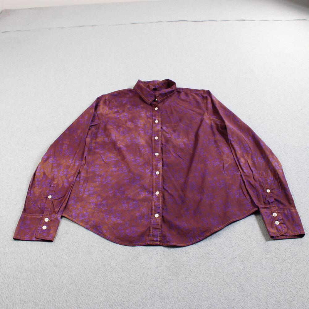 J Crew Liberty Fabric Shirt Women 10 Purple Floral Cotton Button Down Boho Twee